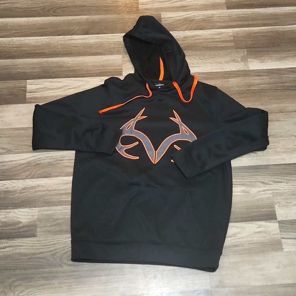 RealTree  Hoodie Men's Size Medium Black with  Orange  Real Tree Logo